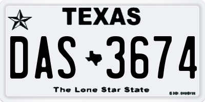 TX license plate DAS3674
