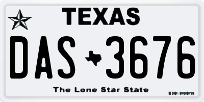 TX license plate DAS3676
