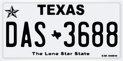 TX license plate DAS3688