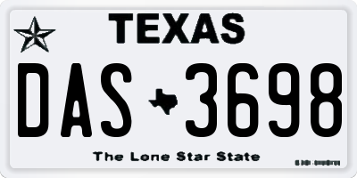TX license plate DAS3698