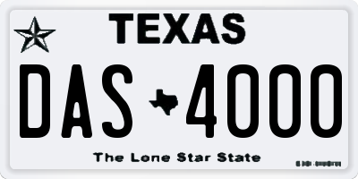 TX license plate DAS4000