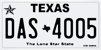 TX license plate DAS4005