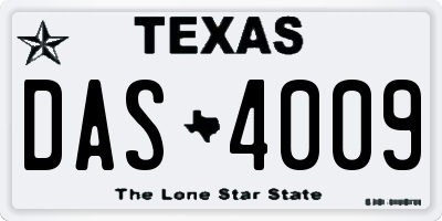 TX license plate DAS4009