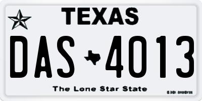 TX license plate DAS4013