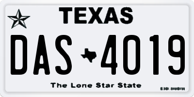 TX license plate DAS4019