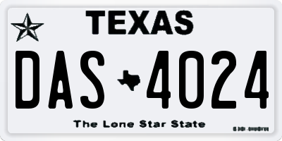 TX license plate DAS4024