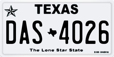 TX license plate DAS4026