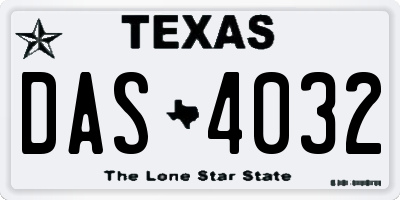 TX license plate DAS4032