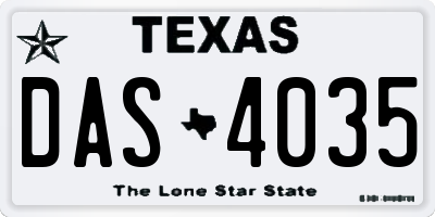 TX license plate DAS4035