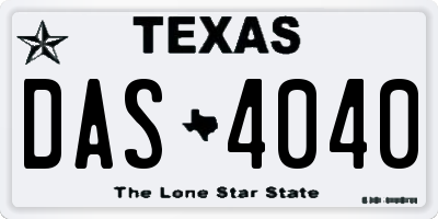 TX license plate DAS4040