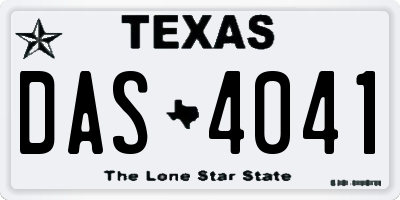 TX license plate DAS4041