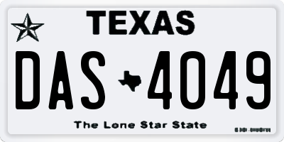TX license plate DAS4049