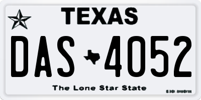 TX license plate DAS4052