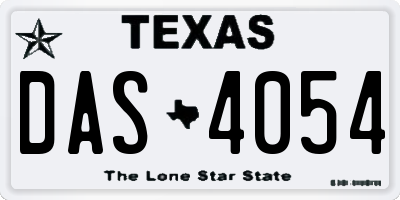 TX license plate DAS4054