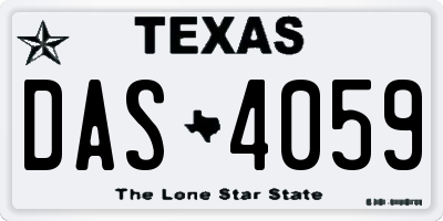 TX license plate DAS4059