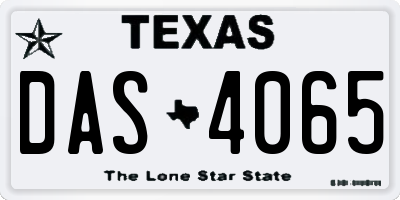 TX license plate DAS4065