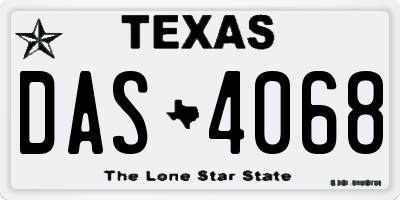 TX license plate DAS4068