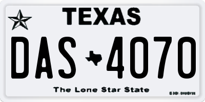 TX license plate DAS4070