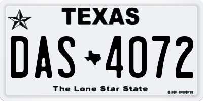 TX license plate DAS4072