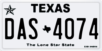 TX license plate DAS4074