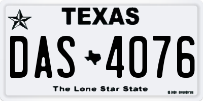 TX license plate DAS4076