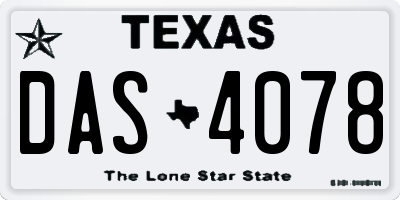 TX license plate DAS4078