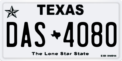 TX license plate DAS4080