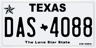 TX license plate DAS4088