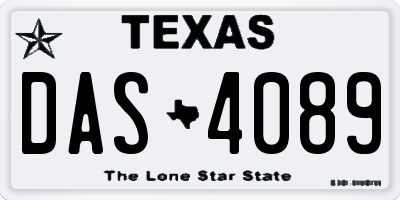 TX license plate DAS4089