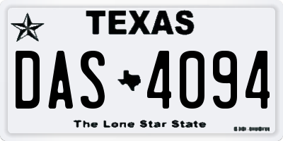 TX license plate DAS4094