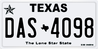 TX license plate DAS4098