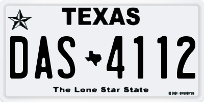 TX license plate DAS4112