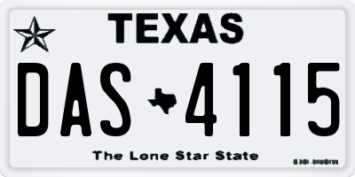 TX license plate DAS4115