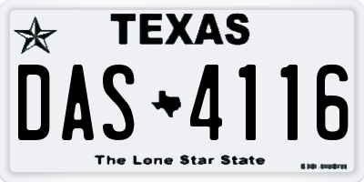 TX license plate DAS4116