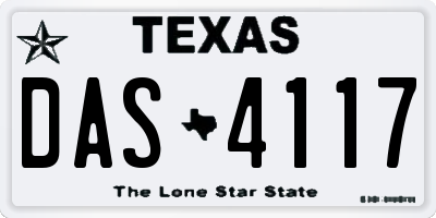 TX license plate DAS4117