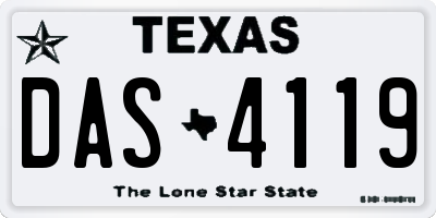 TX license plate DAS4119