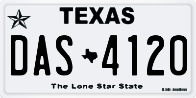 TX license plate DAS4120