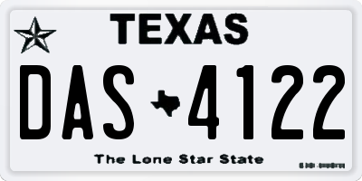TX license plate DAS4122