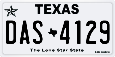 TX license plate DAS4129