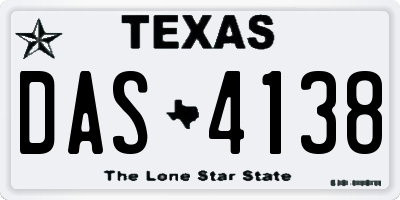 TX license plate DAS4138