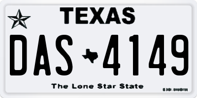 TX license plate DAS4149