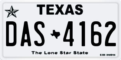TX license plate DAS4162