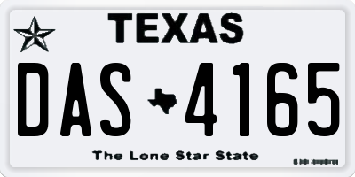 TX license plate DAS4165