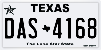 TX license plate DAS4168