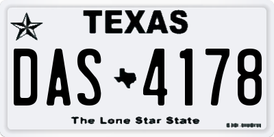 TX license plate DAS4178