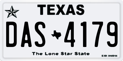 TX license plate DAS4179