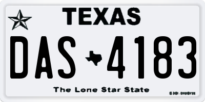 TX license plate DAS4183