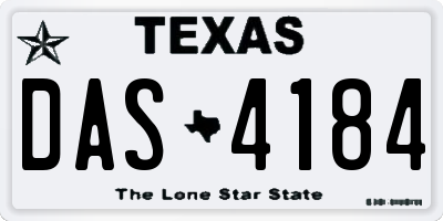 TX license plate DAS4184