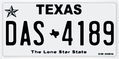 TX license plate DAS4189