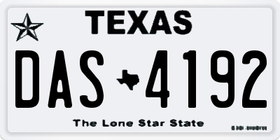 TX license plate DAS4192